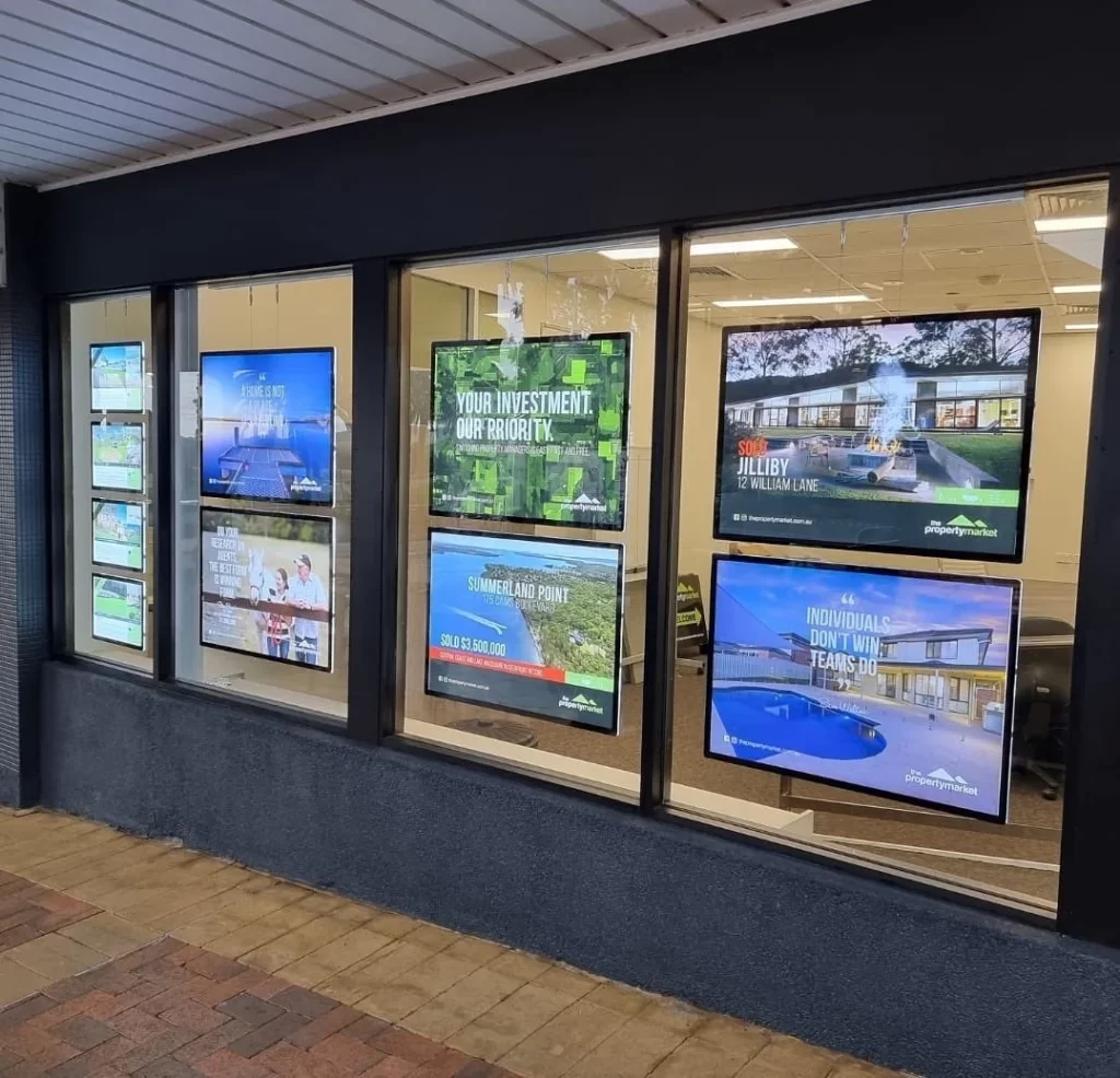 Shop Front Window of Travel Agency Displays LED Lightbox VitrineMedia